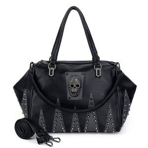 Skull Tote Bag Rivet Studded Large Capacity NEW